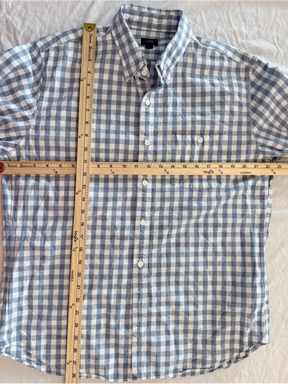 J.CREW Men's Long Sleeve Blue & White Plaid Size L